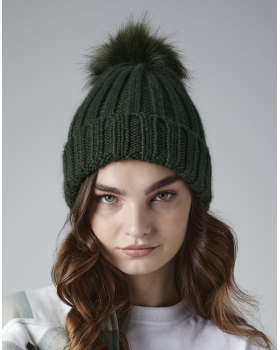 Verbier Fur Pop Pom Chunky Beanie Beechfield B413