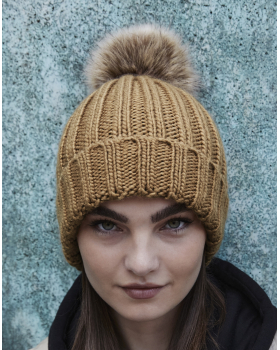 Bonnet Epais Avec Pompon En Fausse Fourrure Beechfield B412