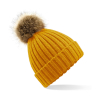 Epays Cap With Pompon In False Fur Beechfield B412