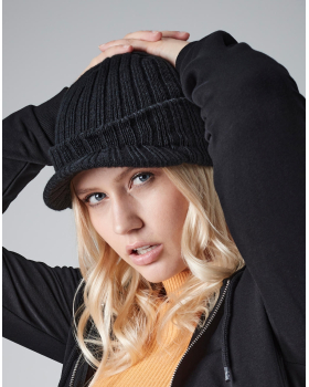 Cotted Beanie With Visor Beechfield B448