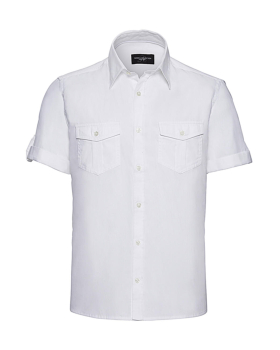 Chemise Homme Manches Courtes En Twill Avec Manches Roll-Up Russell 919M
