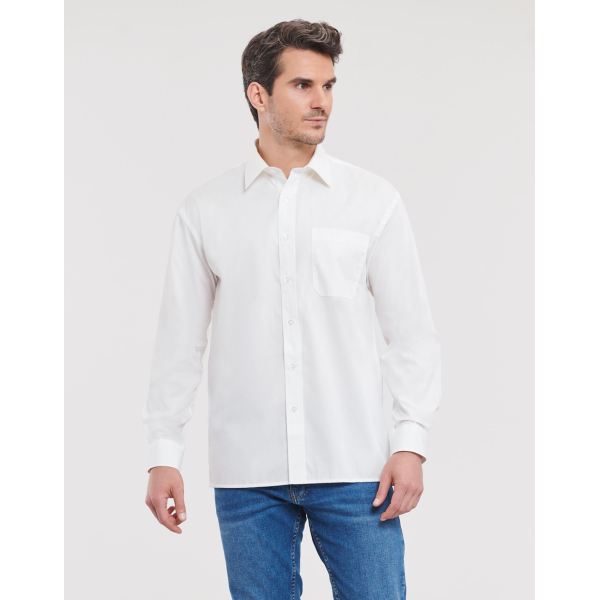 Chemise Homme En Popeline Pur Coton Manches Longues Russell 936M