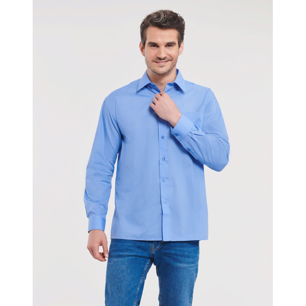 Chemise Homme En Popeline Polycoton Manches Longues Russell 934M