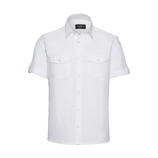 Chemise Homme Manches Courtes En Twill Avec Manches Roll-Up Russell 919M