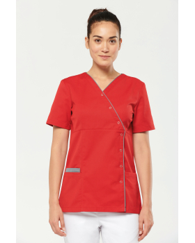 Blouse polycoton avec boutons-pression femme WK506