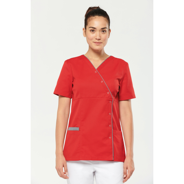 Blouse polycoton avec boutons-pression femme WK506