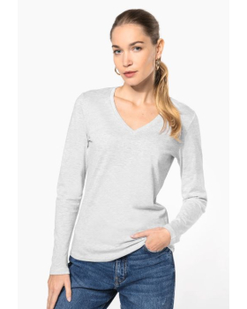 T-Shirt Col V Manches Longues Femme Kariban K382 - 21