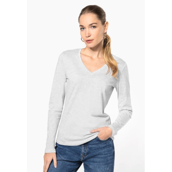 T-Shirt V-neck Long sleeves Woman Kariban K382 - 21