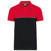 Polo bicolore écoresponsable manches courtes unisexe Black / Red