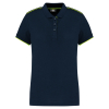 Polo Day To Day contrasté manches courtes femme Navy / Fluorescent Yellow