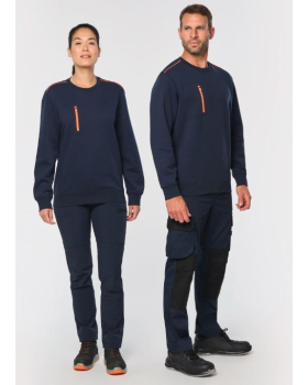 Sweat-shirt Day To Day zip poche contrastée unisexe WK403 - 1