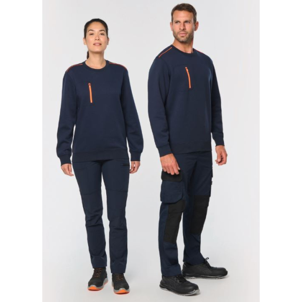 Sweat-shirt Day To Day zip poche contrastée unisexe WK403 - 1