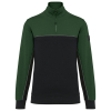 Eco-responsible sweatshirt Unisex zip collar Black / Forest Green