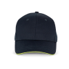 Casquette sandwich contrasté 6 panneaux OEKO-TEX® STANDARD 100 Navy / Fluorescent Yellow