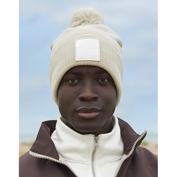 Bonnet Pompon Avec Patch pour personnalisation Beechfield B338R